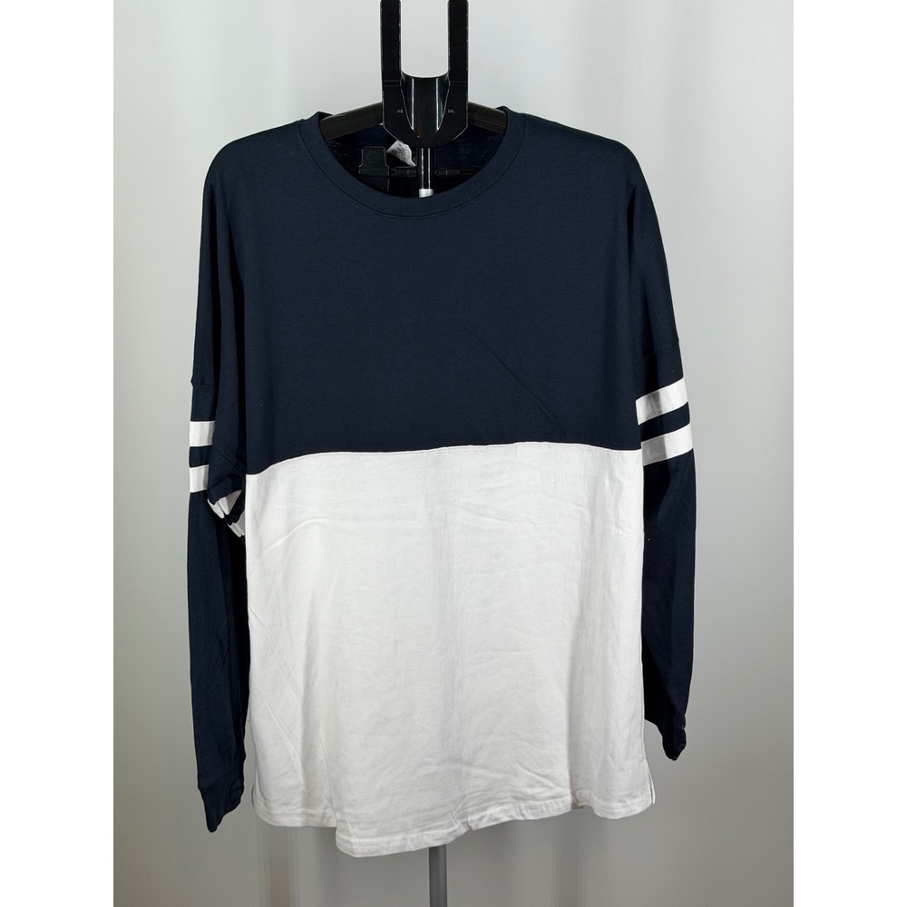 Pressbox Navy Blue White Colorblock Long Sleeve Spirit Jersey Shirt XL